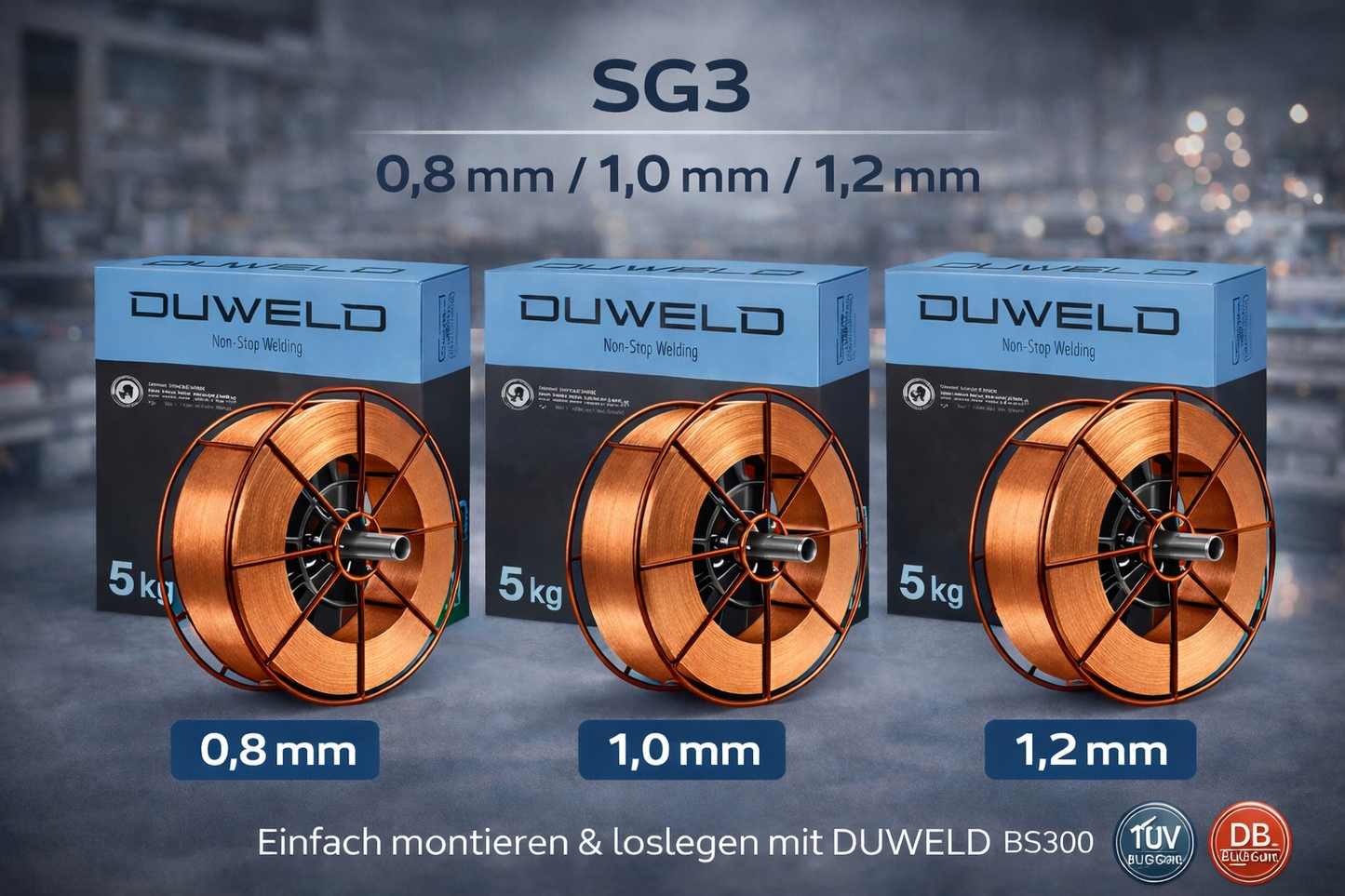 DUWELD Schweißdraht SG3 15 kg – MIG/MAG – 0,8 / 1,0 / 1,2 mm